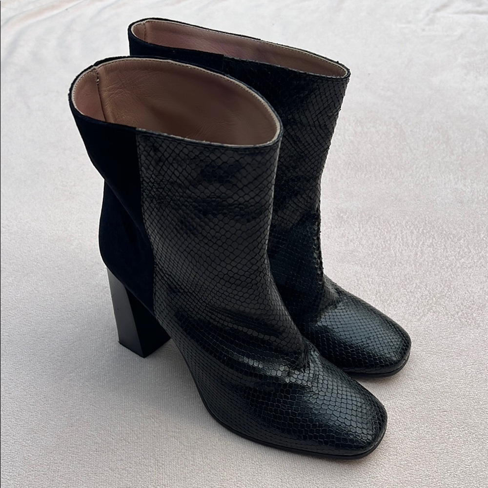 Day Birger et Mikkelsen Italy Leather Square Toe Block Heel Boots EU 40 US 9–9.5 - Picture 4 of 12
